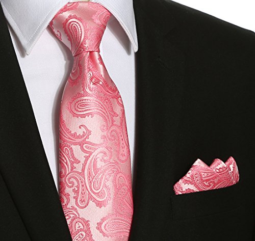 Image of KissTies Mens Paisley Tie And Pocket Square Necktie Sets
