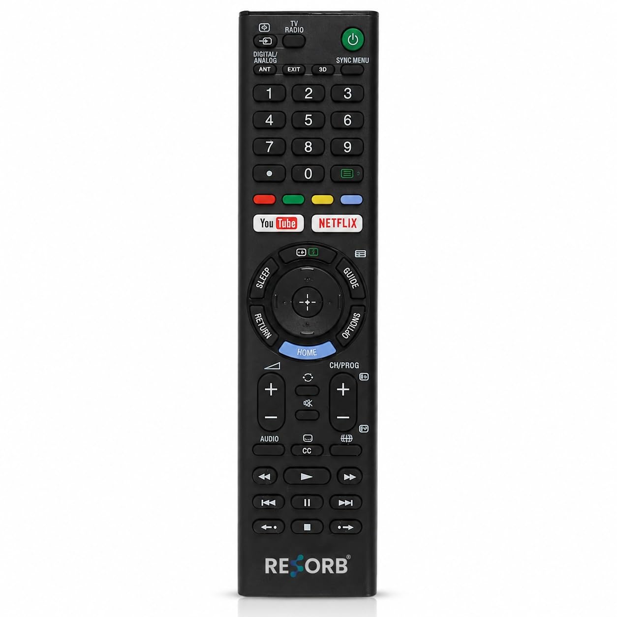 RESORB Sony TV Remote Compatible with Sony Bravia Smart LED LCD UHD OLED QLED 4K Android TV Models, Replacement Remote Control, Black LED 266 NVC