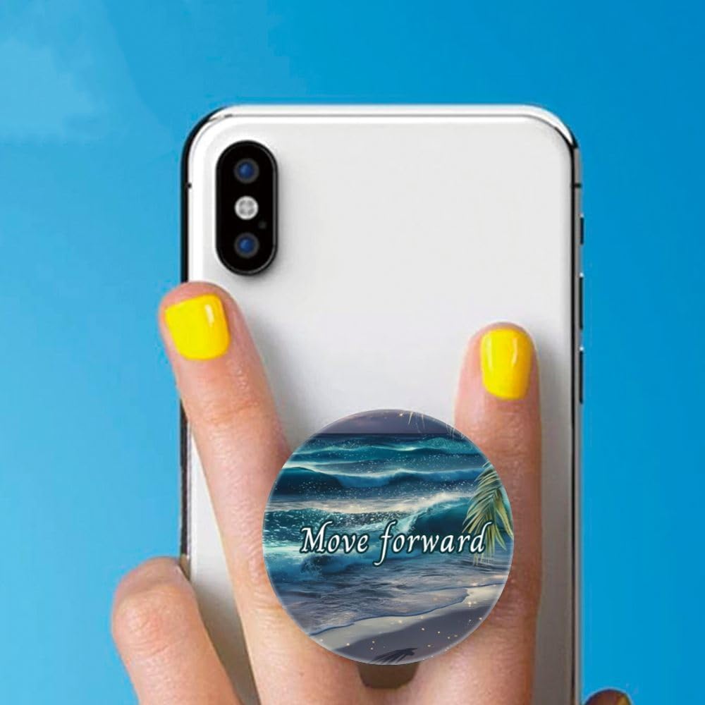 (6 Pack) Cell Phone Grip,Mobile Phone Finger Foldable Holder Stand for Smartphones and Tablets - Ocean Beach Quotes Heart - Image 2