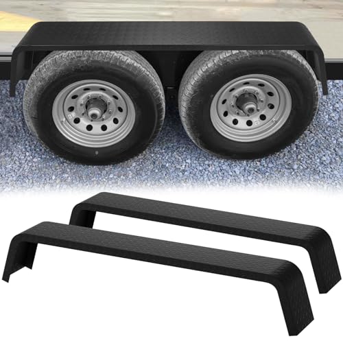 Trailer Fenders, Tandem Axle Trailer Fenders, Heavy Duty Painted Steel Diamond Tread Plate Fenders Fit for 13