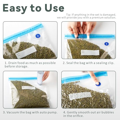 Image of Sous Vide Bags Reusable 30 Pcs, Reusable Vacuum Seal Bags(S+M+L) Compatible for Food for Anova, Joule Cookers, BPA Free Sous Vide Kit
