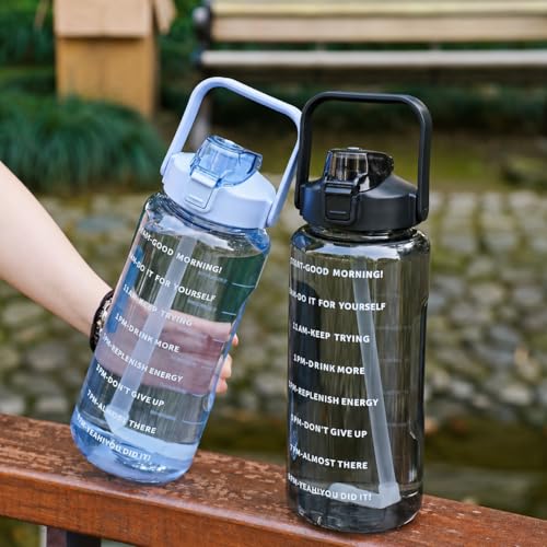 Image of Transparent Water Bottle 2000ML with Motivational Time Marker | Leak Proof&Break-Proof 2 litre water bottle | Best Usage For Office /School /Gym /Travel Water Bottle