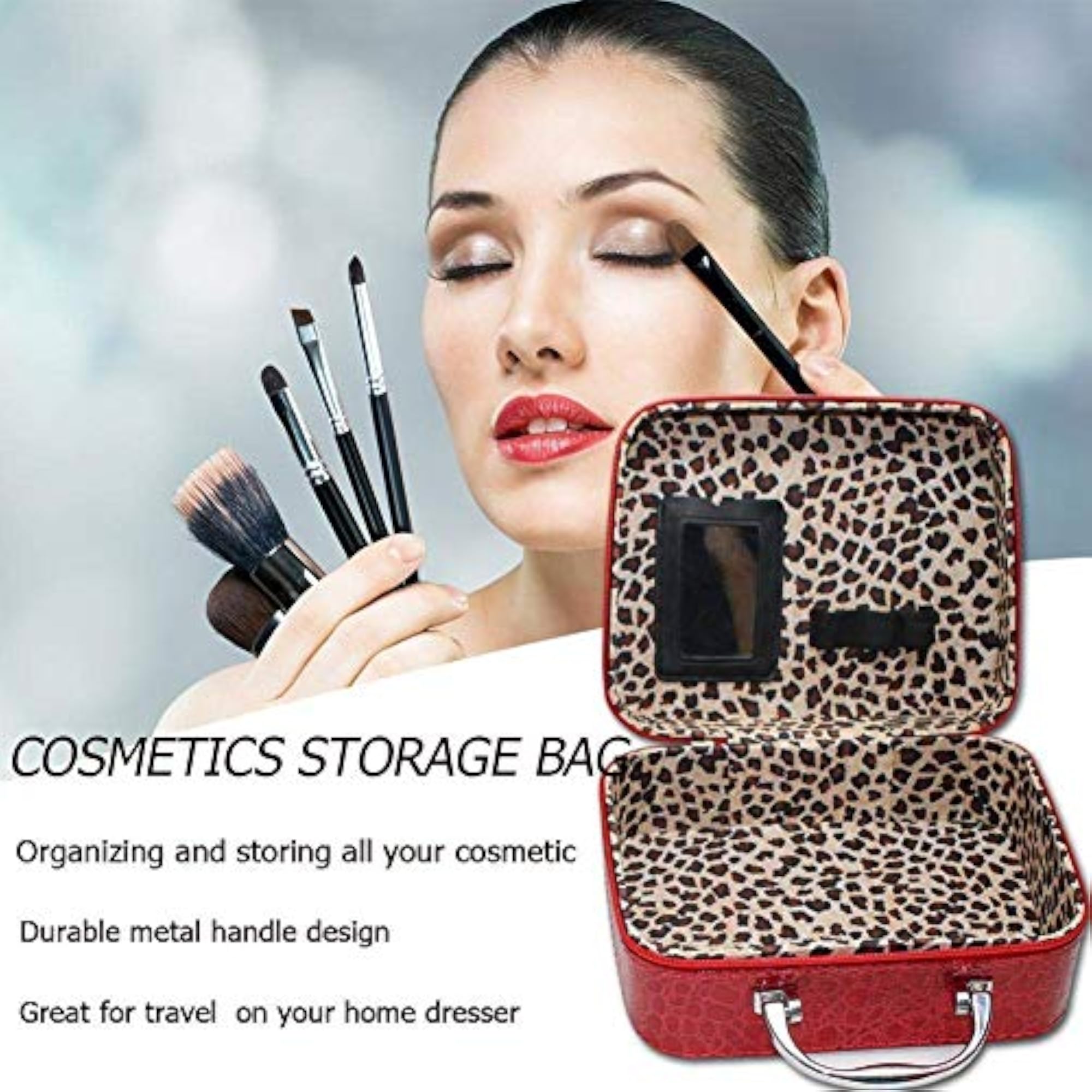 Stylish Makeup Box for Women, Cosmetic Organizer with Mirror