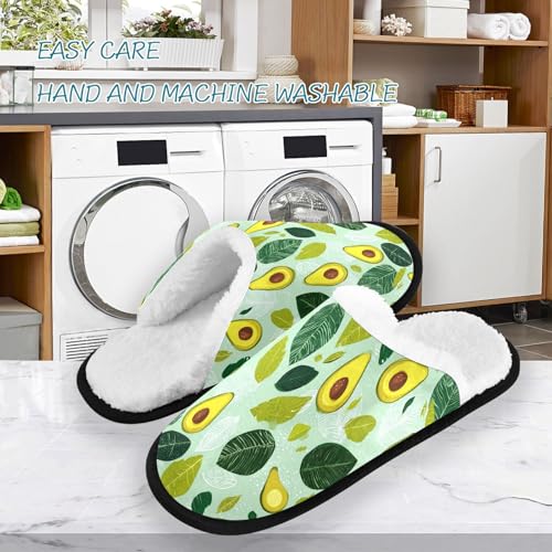 Painted Avocado Green Slippers For Women Men Soft Memory Foam Non-Slip Fruit Winter Indoor House Shoes Travel Slipper3