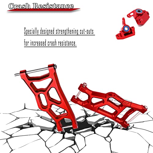 Rcarmumb Upgrades Part For 1/10 Rustler 2Wd Vxl, Drive Shaft Cvd,Front Axles,Alloy Caster Block,Steering Blocks,Stub Axle Carriers,Suspension Arm,Steering Bellcranks,Shock Tower,Bulkhead,Red #TOP4