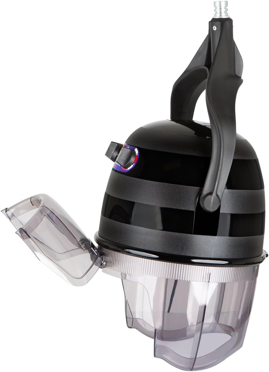 Pibbs 515 Kwik Dri Wall-Mounted Hair Dryer for Professional Salons, 1100W Hooded Dryer, Adjustable 6' Wall Arm, Flip-Top Visor, Timer & Temperature Control Dial, PIB-515