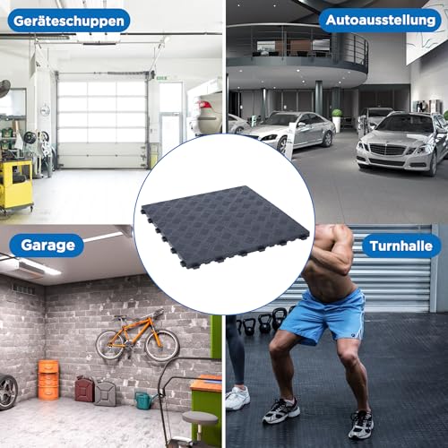 bimiti 20 Stück 40x40cm PVC Garagenboden, Garagenboden Fliesen aus Gummi, Garagenboden Schutzmatte rutschfeste, Bodenmatte für Garage (20pcs)