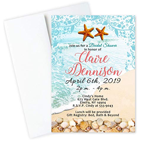 Quantity of 45 Beach Bridal Shower Invitations Wedding Starfish Seashell