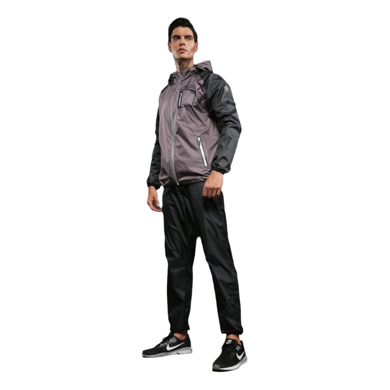 Sauna Suit for Men Sweat Sauna Jacket Gym Workout Exercise Sweat Suits Long Sleeve Zipper Shirt with Hood Body Shaper Gym Top