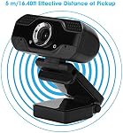 1080P Webcam with Microphone and Speaker, USB HD Computer Web Camera, Wide Angle Conferencing, Online Calling, Streaming Camera, Plug and Play, for Desktop PC or Laptop Computer