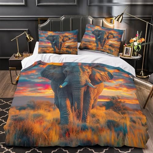Housse de couette microfibre douce lit double anti-plis paysage nature - 4