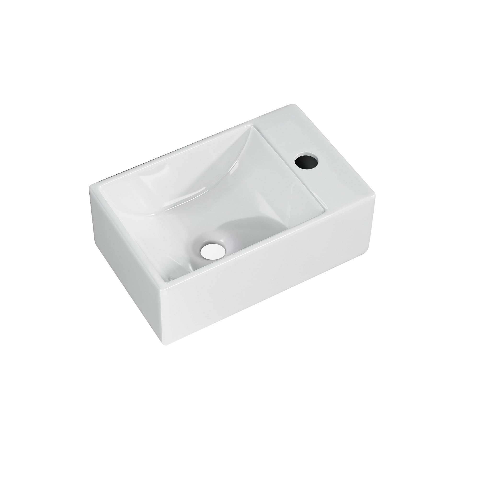 Mini Lave-Mains Ultra Compact Sortie Droite 30x19x11 cm – Vasque en Céramique Blanche Brillante – Idéal pour Toilettes, WC et Très Petits Espaces – Design Épuré et Moderne