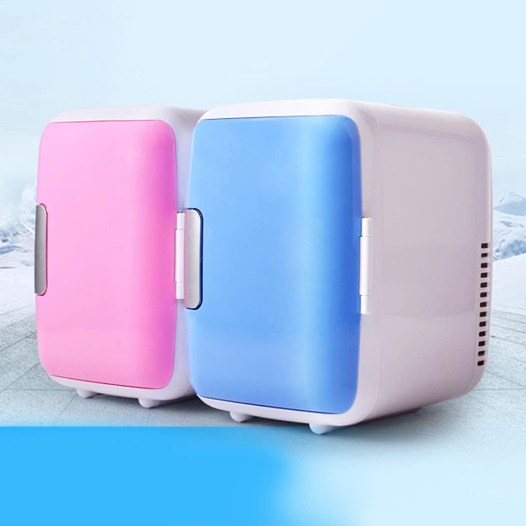 Mini Fridge 4L Mini Fridge Car Refrigerator Portable AC/DC Powered Cooler and Warmer Home Car Fridge Universal Vehicle Parts 3 Colors (Color : Blue) (White)