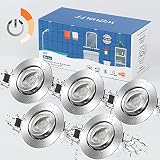Wowatt 5er IP44 7W LED Einbaustrahler 3 Stufig Dimmbar 700lm Hell Schwenkbar Flache Einbauleuchte LED Badeinbaustrahler 2800K Warmweiß Deckeneinbaustrahler Badezimmer AC 230V Ersetzt 70W Halogen