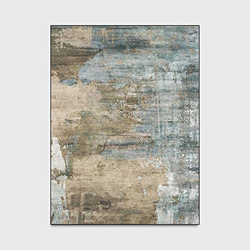 Tapis rectangle 140x200 cm abstrait gris et vert pour le salon