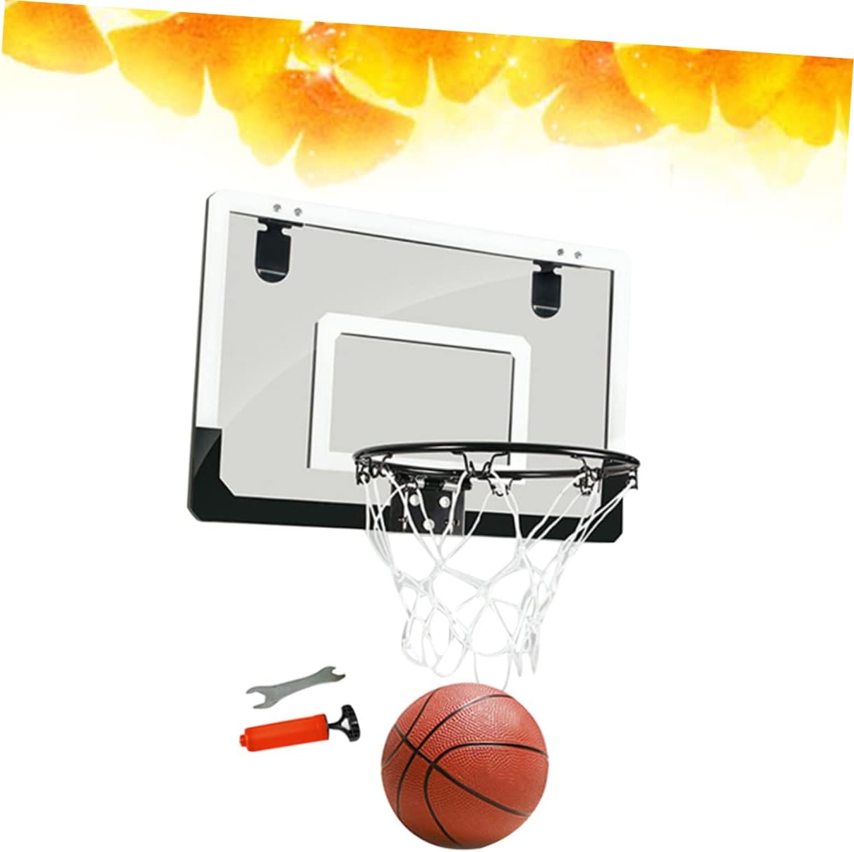 KICHOUSE Door Mount Basketball Set Mini Basketball Board Indoor Outdoor Easy Hang PVC Black
