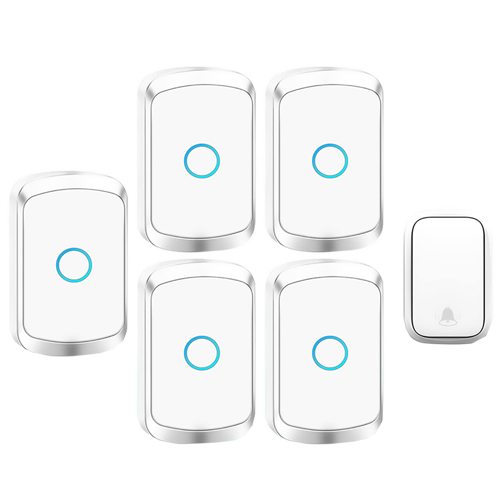 Timbre inalámbrico, Kit de timbres de Puerta a Prueba de Agua, Receptor enchufable, Timbre de Entrada de Puerta de Largo Alcance de 150 m, Funcionamiento Fuerte inalámbri(Blanco)
