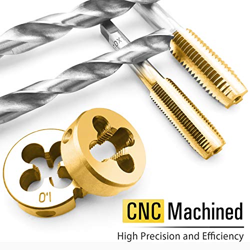 Azuno 60PCS Metric&SAE Tap and Die Set, Titanium Coated GCr15 Bearing Steel with T-Handle/Wrench/Gauge/Screwdriver in Storage Case, Master Threading Toolkit - Thumbnail 5