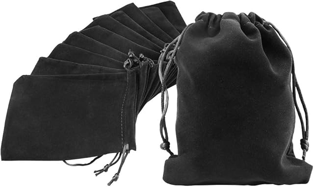 jijAcraft 20pcs Velvet Bags Large for Gifts, Black Velvet Drawstring Gift Bags Pouches for Jewellery(12X15CM)
