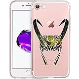 Unov Case Clear with Design Embossed Pattern TPU Soft Bumper Shock Absorption Slim Protective Cover for iPhone 8 iPhone 7 4.7 Inch(Loki Helmet)