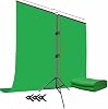 Green Screen chromakey Greenbox Yeşil Fon Perde (1.5x2 M) + Tek Ayaklı Fon Standı,3 Mandal,YouTube Vlogs, TV, röportaj ve fotoğraf için