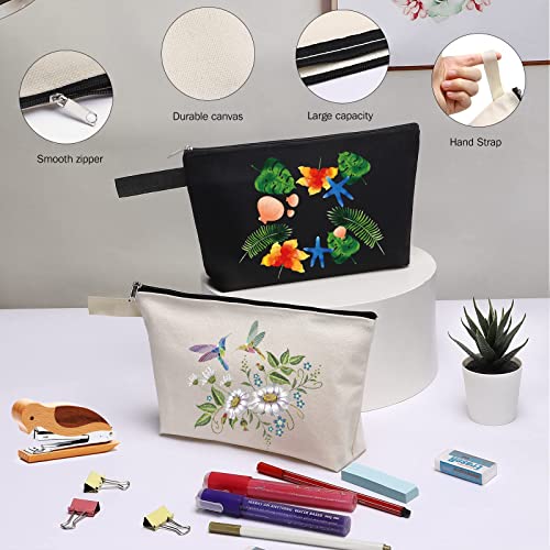 Sinzip 10 Pieces Cotton Canvas Makeup Bag With Bottom, Multi Purpose Cosmetic Bag With Zipper Mn-Wb07 Wb07 #TOP4