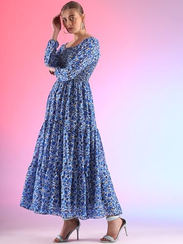 Image of Sheetal Associates Women's Georgette Printed Casual Maxi Fit and Flare Dress