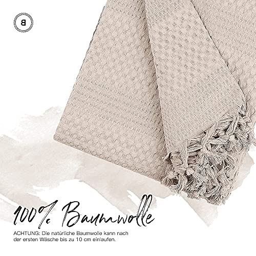 BOHORIA® Tagesdecke in Waffeloptik Urban Loft extra groß 220 x 240cm | 100% Baumwolle | Oeko-Tex® | Überwurf für Sofa, Sessel & Bett | Sofadecke Wolldecke Wohndecke (The Urban Loft) (Sepia) - Image 7