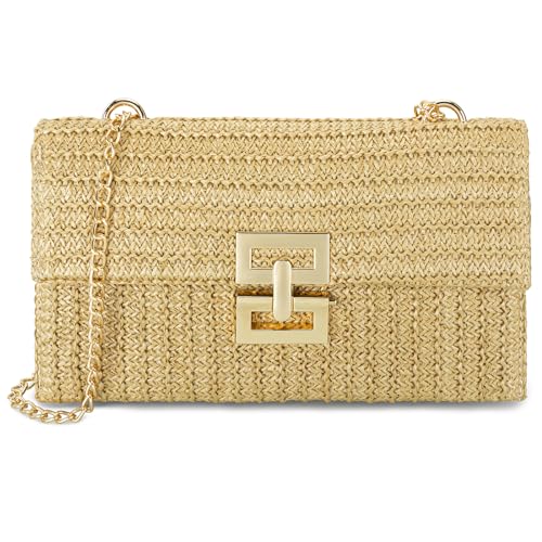Image of Gets Straw Clutch Purse for Women, Woven Beach Bag Summer Corssbody Purse Small Rattan Shoulder Bag for Travel | Hand-woven