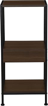 Household Essentials Mid Century Walnut Iron & Wood Cube Bookshelf