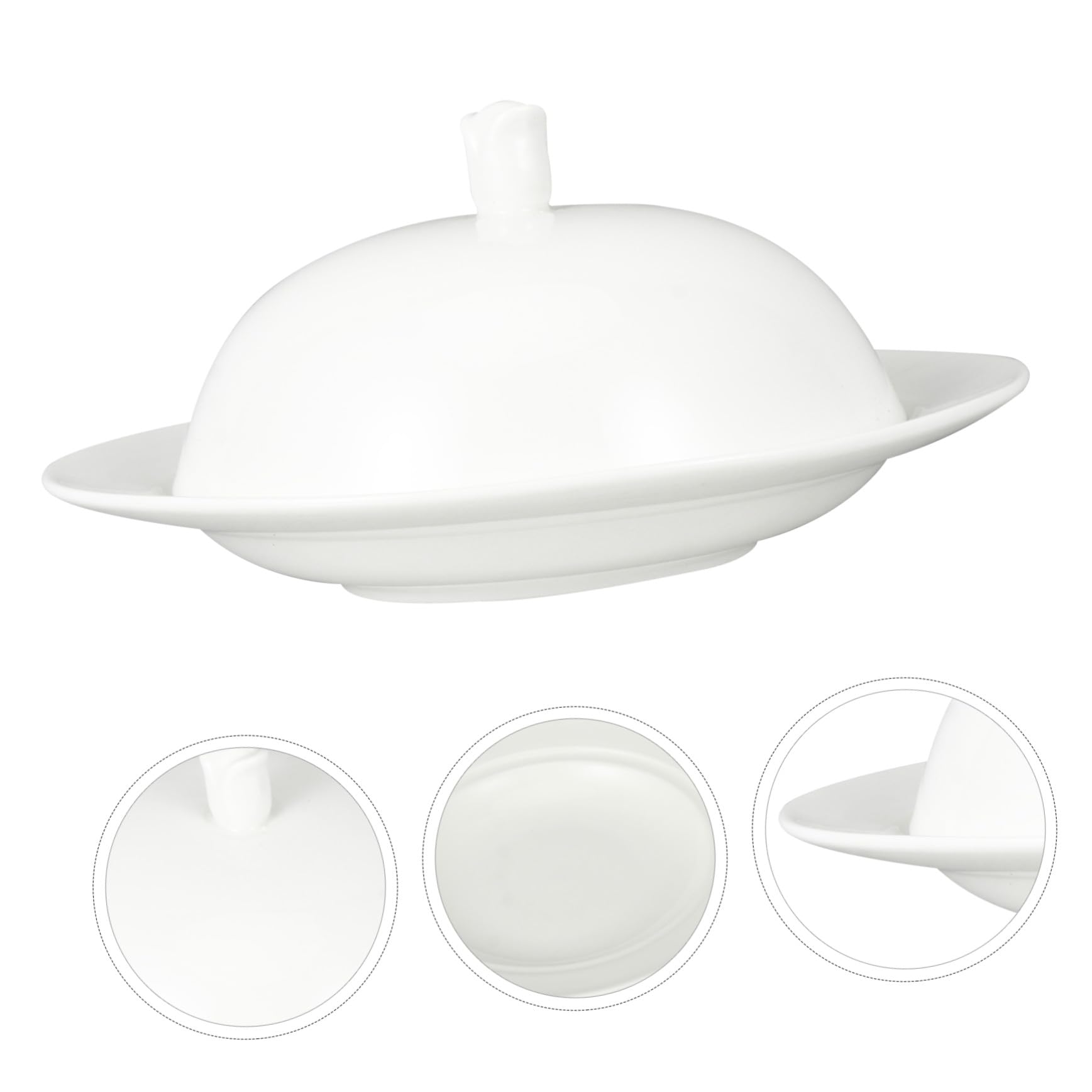 Keramikplatte mit Glatten Kanten Weiße Servierplatte aus Keramik und Langer mit Deckel und Langer für Steak und Snacks für Restaurant und Hotelgebrauch