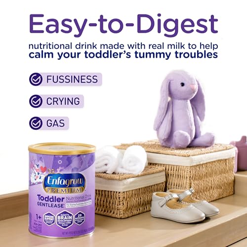 Enfagrow PREMIUM Gentlease Toddler Nutritional Drink, Made with Real Milk, Designed to Ease Fussiness, Gas & Crying, Brain-Building Omega-3, Nutrients for Growth & Immune Support, Powder Can, 29.1 Oz - Thumbnail 5