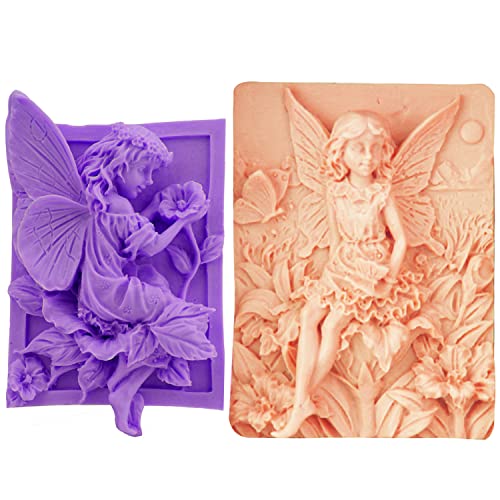 Silicone Soap Molds, Aidoit 2 Pack Angel Girl Silicone Molds 3D Flower Fairy Beauty Angel Soap Molds For Handmade Soap Diy Cake Baking Art Craft Decoration #TOP3