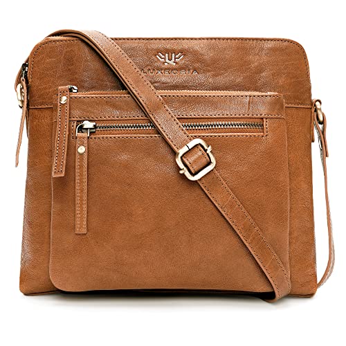 Real Leather Crossbody Purses For Women, Handmade Crossbody Bags For Women, Adjustable Strap, Triple Zip Premium Material, Swanky - Light Brown #TOP15