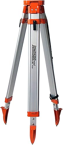 Johnson Level & Tool 40-6335 Trípode de aluminio para contratistas con rosca de 58 pulgadas - 11 hilos, altura de trabajo de 4 pies a 5 pies,