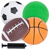 3 otters 4-Pack Sports Balls for Toddlers & Kids, Playground Balls with Pump, 5-Inch Soccer Ball, Basketball, Kickballs, Stockings for Grandkids, Toys for 2+ Boy Indoor/Outdoor Play