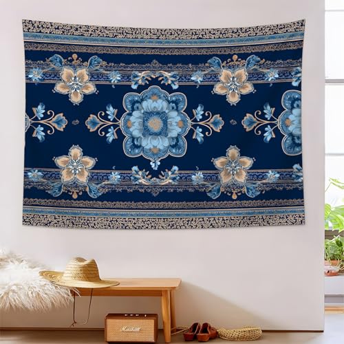 Tapiz de pared para salones apagados que soluciona paredes vacías con arte floral islámico