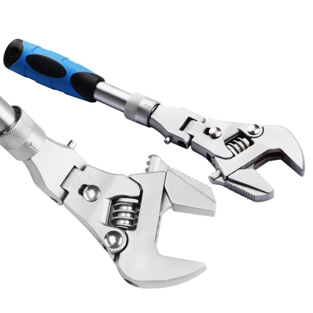 Llave de trinquete ajustable de 10 pulgadas, llave dinamométrica 5 en 1, giratoria, plegable, 180 grados, herramienta de reparación de llaves telescópicas for tubos.