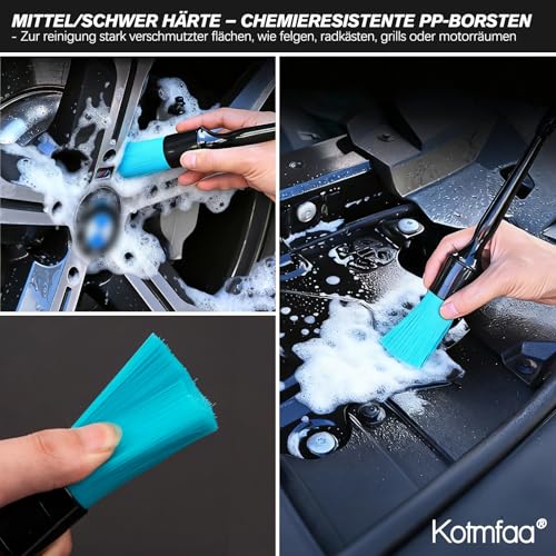 Kotmfaa Auto Reinigung Pinsel Set | 8X Detailing Bürsten in Weich - Mittel - Hart | ultraweich Detail Brush, Felgenbürste… – Ansicht 5
