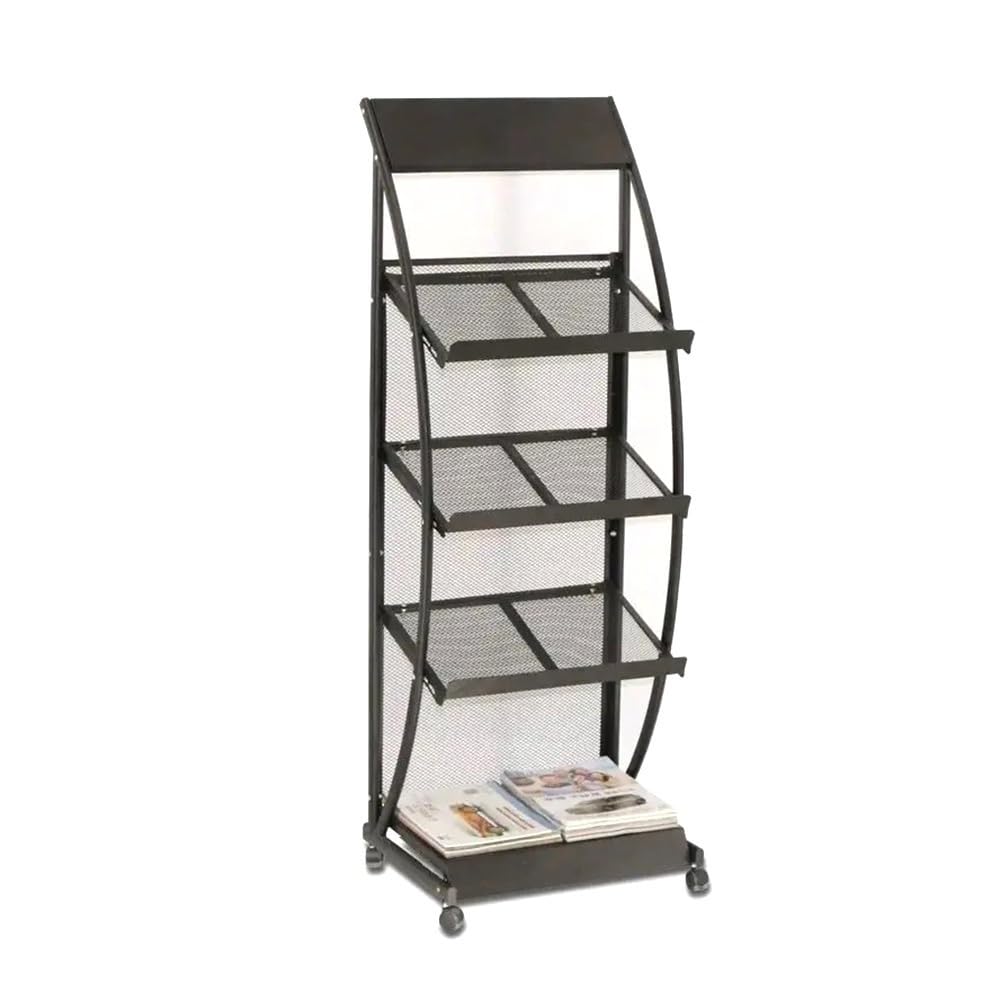 jianjunchaling Floor Magazine Rack brochure Display Stand for Offices and Public Reception Area，Literature Rack with 4 Universal Wheels for Office, Trade Show, Exhibitions