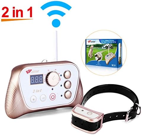 NEWEST 2-in-1 Stablest Signal Wireless Dog Fence System & Dog Training Collar,Invisible Pet Fence System Kit Static Shock & Vibration & Tone for Small to Large Stubborn & Energetic Dogs ,Waterproof