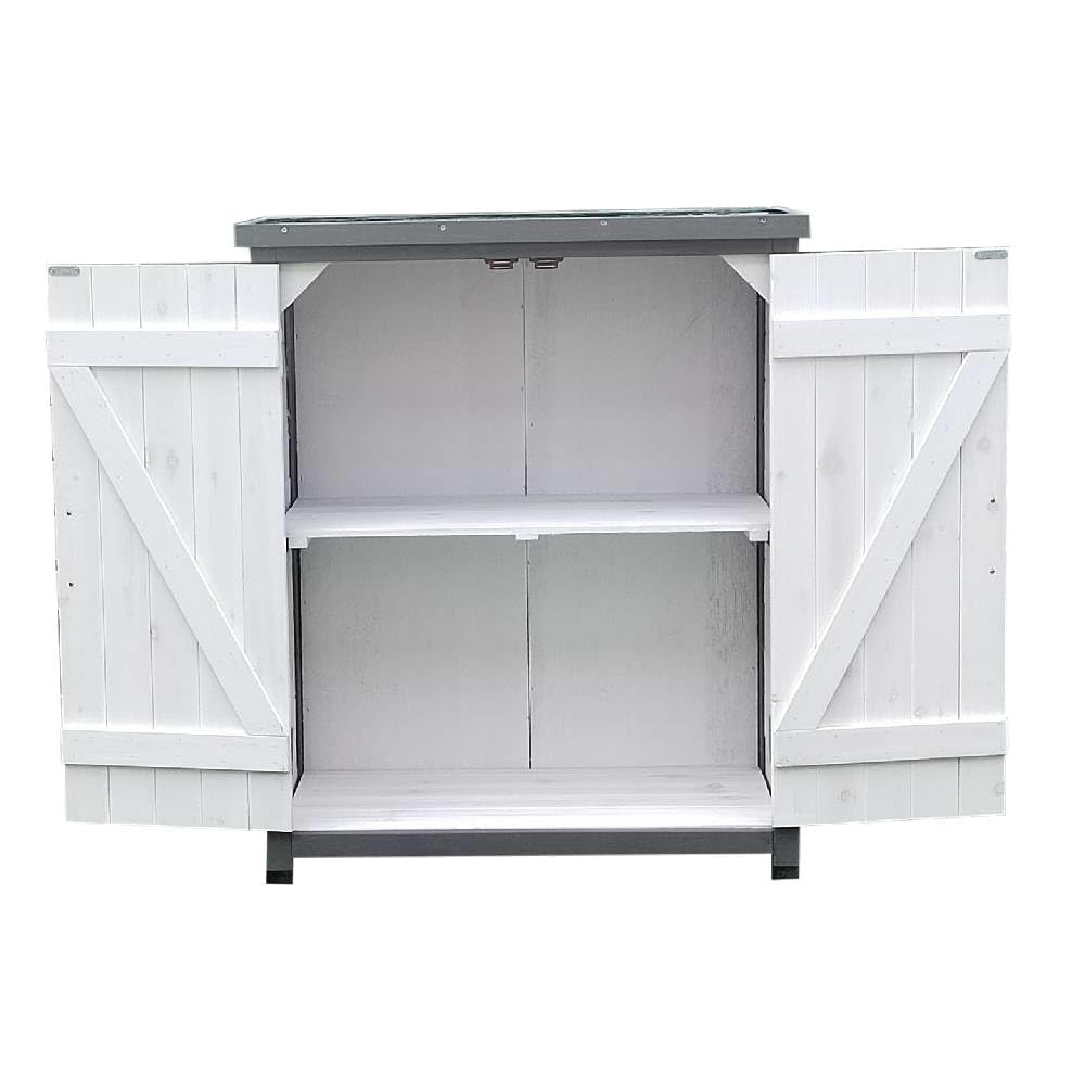 Melko Armadio da giardino, bianco/grigio, con 2 ante