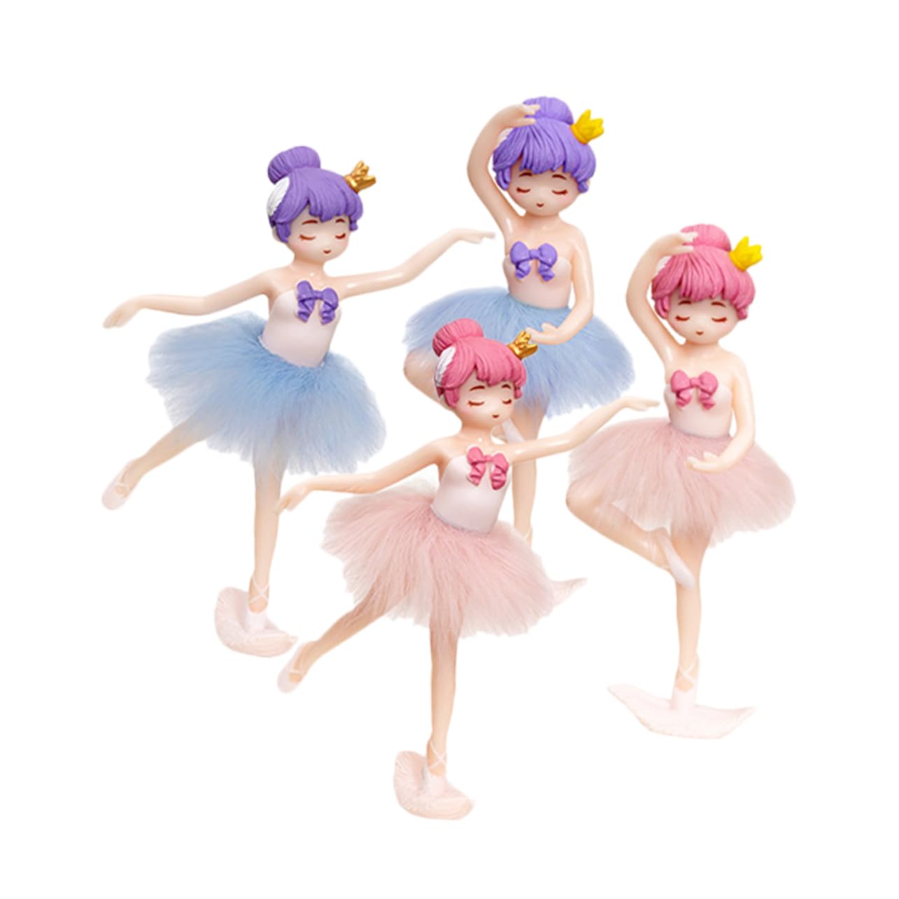 4Pc PVC Ballerina Cake Topper Set for Cupcakes and Muffins