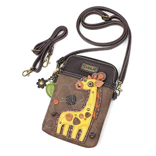 Image of CHALA Wilderness Animal Collection Cell Phone Crossbody Purse-Women PU Leather /Canvas Multicolor Handbag w /Adjustable Strap