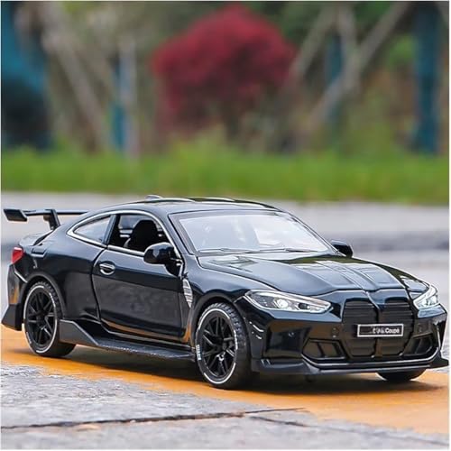 Image of 1:32 B-M-W- M4 Sport Diecast Metal Pullback Toy car with Openable Doors & Light, Music Boys Gifts Toys for Kids (1:32 B-M-W- M4 -Black)