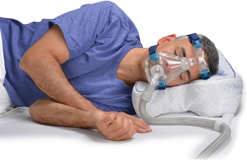 Contour CPAPMax 2-in-1 Cooling Plush CPAP Comfort Pillow - Reduce Air Leaks & Mask Pressure, Hose Tangles, Mask Discomfort & Adjust Thickness, for Side, Stomach, Back Sleepers, All Masks - White