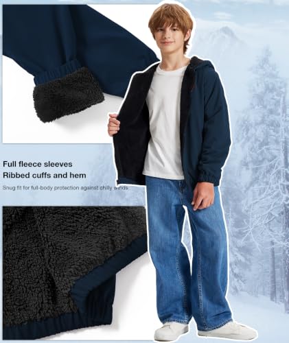 Image of ZITY Boys Fleece Jacket Sherpa Lined Zip Up Hoodie