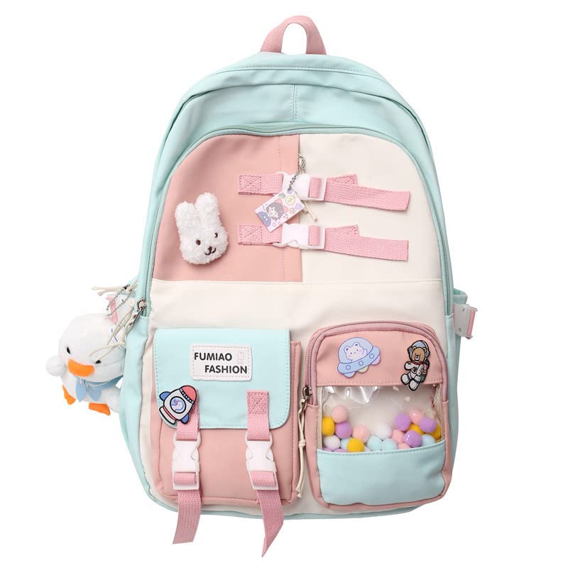 Cute Kawaii Backpack for Girl Boys, Back To School Gift Shoulder Bags Backpack Aesthetic Laptop Schoolbag for Teens(Green)