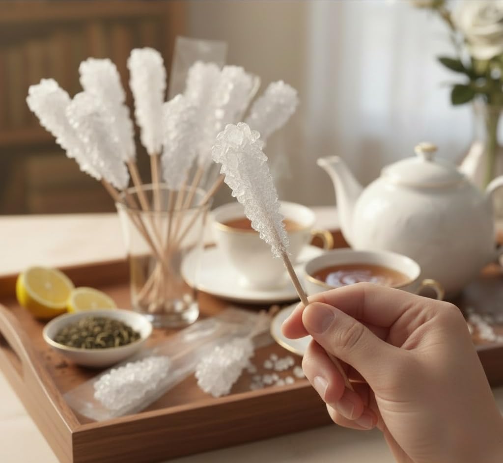 Dryden & Palmer Swizzle Sticks, Rock Candy Sticks - 5.75", White, Wrapped (Pack of 30)