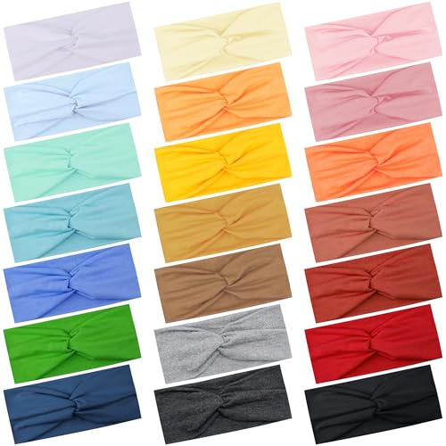 Bandeau cheveux large femme qui ne serre pas lot de 21 turbans en tissu extensible coloré